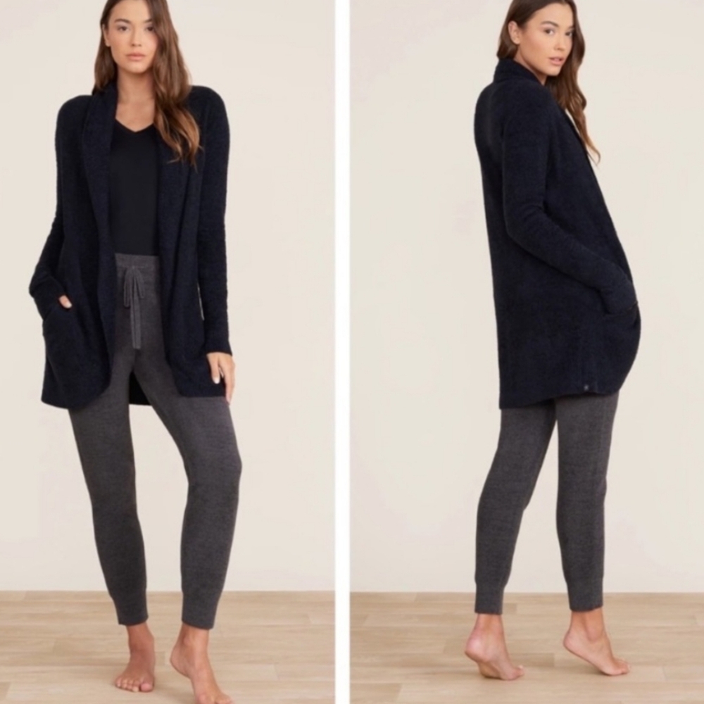 Barefoot Dreams CozyChic Ultra Lite Cardigan Black Open Front Sweater